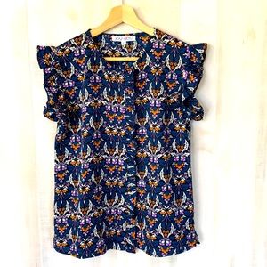 Pretty Joy Joy flutter sleeve floral blouse.